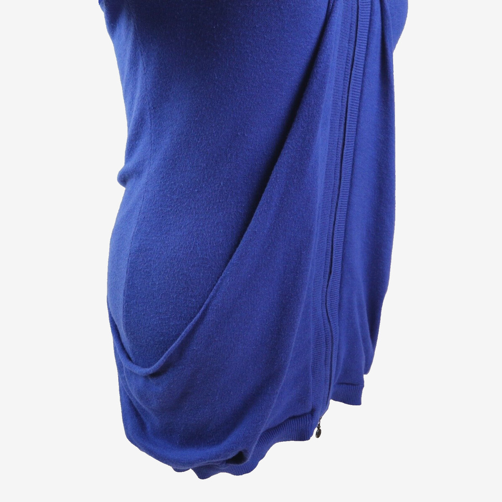 Athleta Size L Fine Knit Hooded Sweater Double Zip Royal Blue - Picture 7 of 12